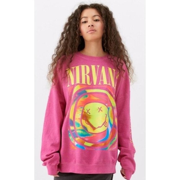 Urban Outfitters Over dyed oversized Nirvana sweatshirt tie dye logo women’s S/M - Picture 1 of 4